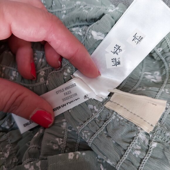 Madewell Plus NWT Lucie V-Neck Smocked Top Cottage Garden Sage Green 28W Floral - Picture 10 of 10